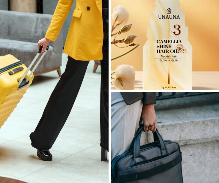 Take Camellia Shine Hair Oil with you — anywhere, anytime.